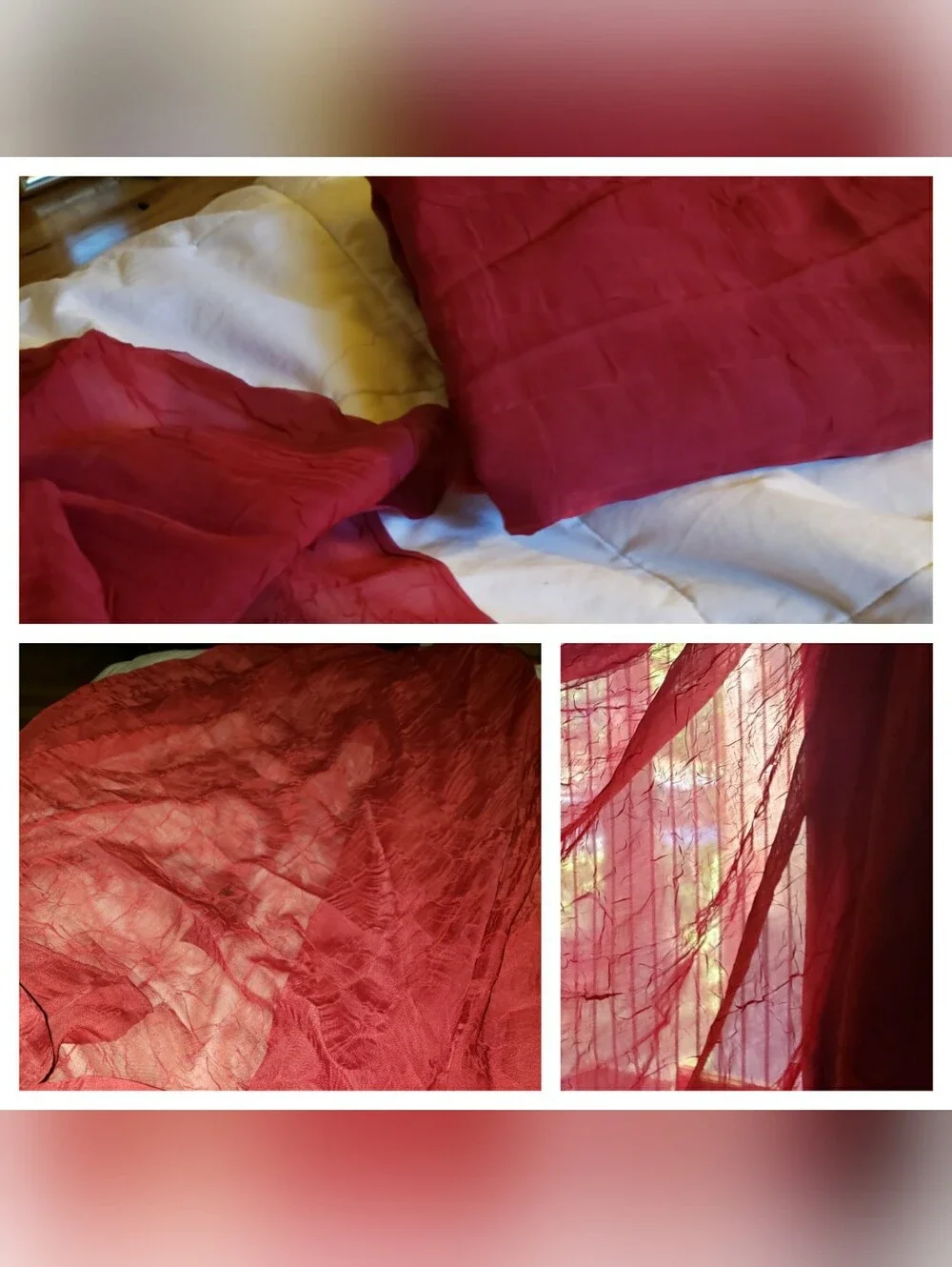 Maroon Sheer Crushed Fabric 5 Yards  - Lightweight Drapery