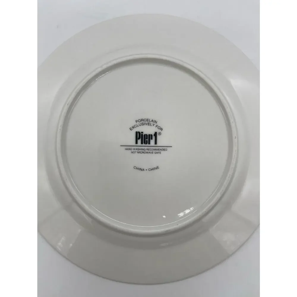 Pier 1 Martini Glass Set of 3 Appetizer / Dessert / Salad Plates Porcelain 7.5
