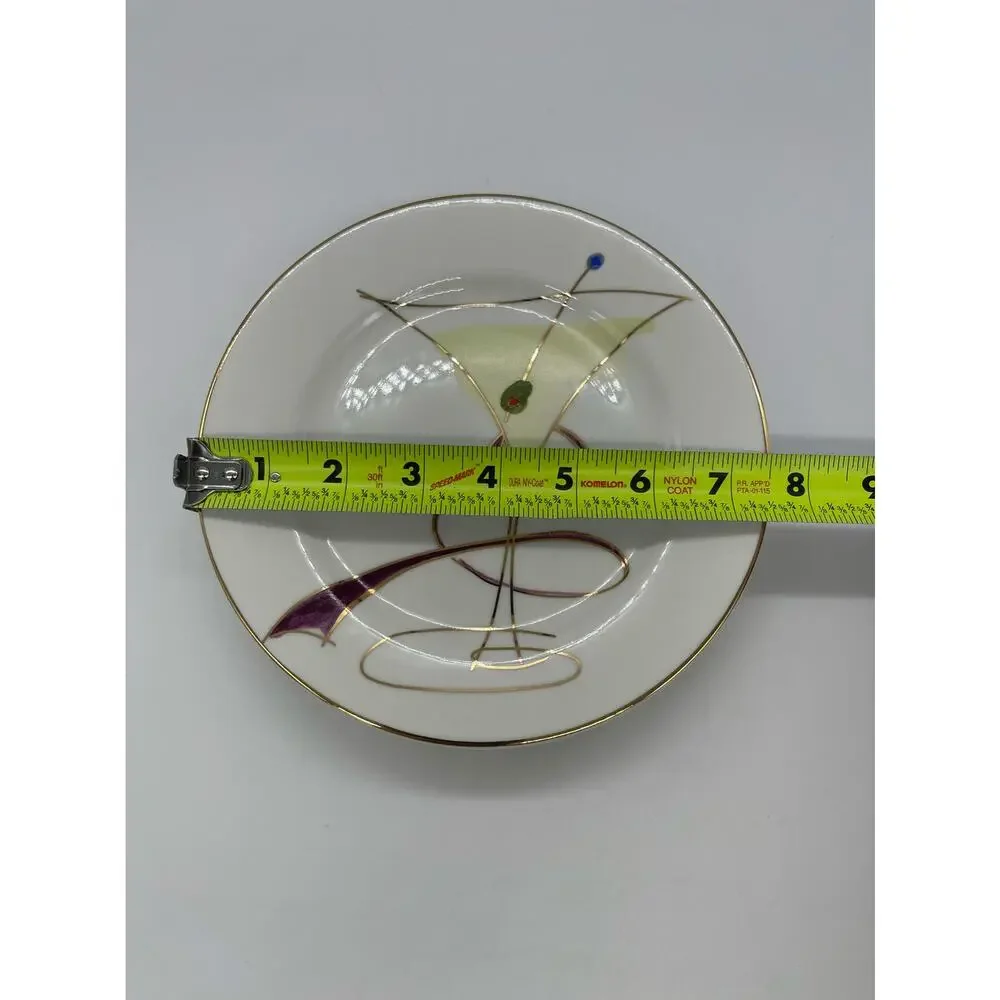 Pier 1 Martini Glass Set of 3 Appetizer / Dessert / Salad Plates Porcelain 7.5