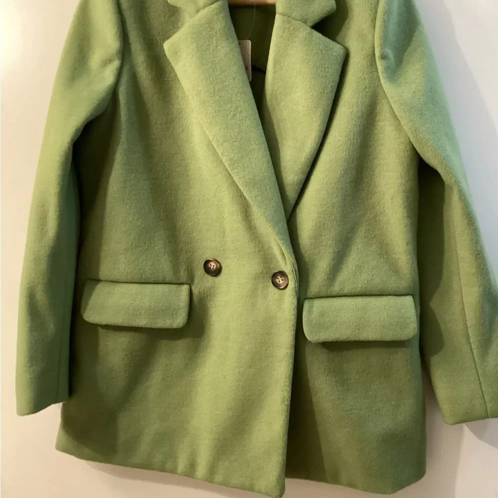 Free People Mari Solid Blazer Peacoat Double Breasted Textured‎ Oversized Coat