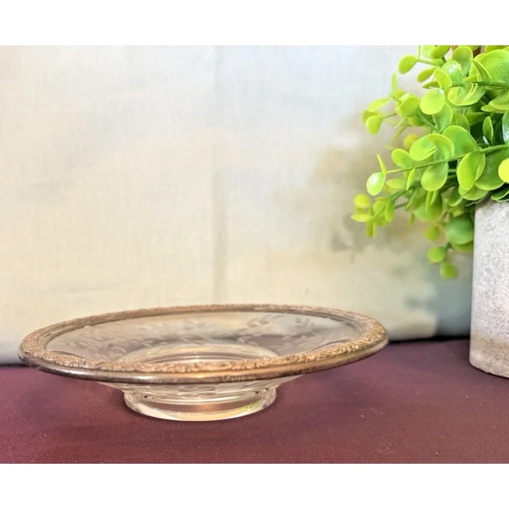International Silver Prelude Sterling on Cut Glass Candy Dish 6