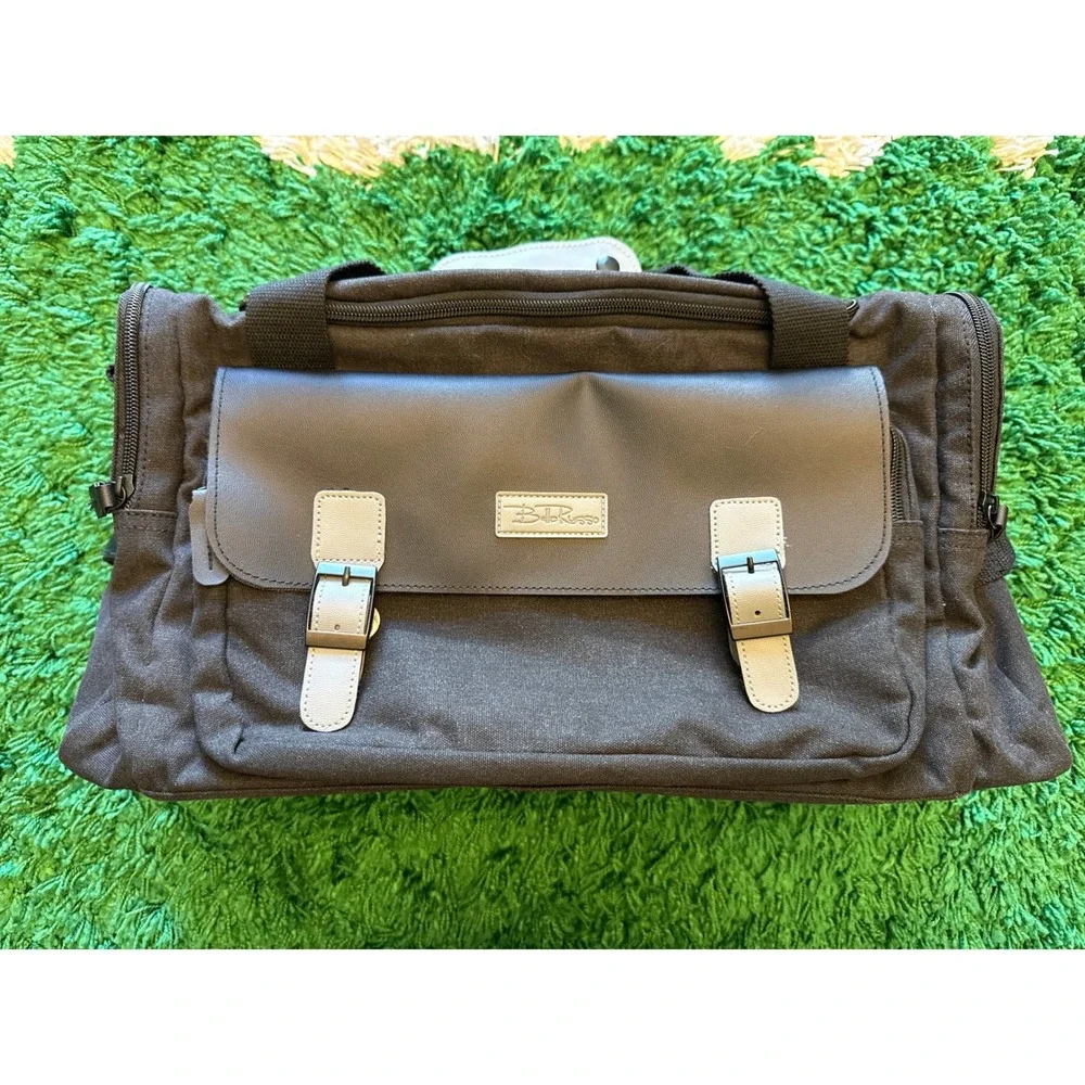 Bella Russo Duffel Bag Unisex Large Black Excellent Canvas Travel Gym Weekender