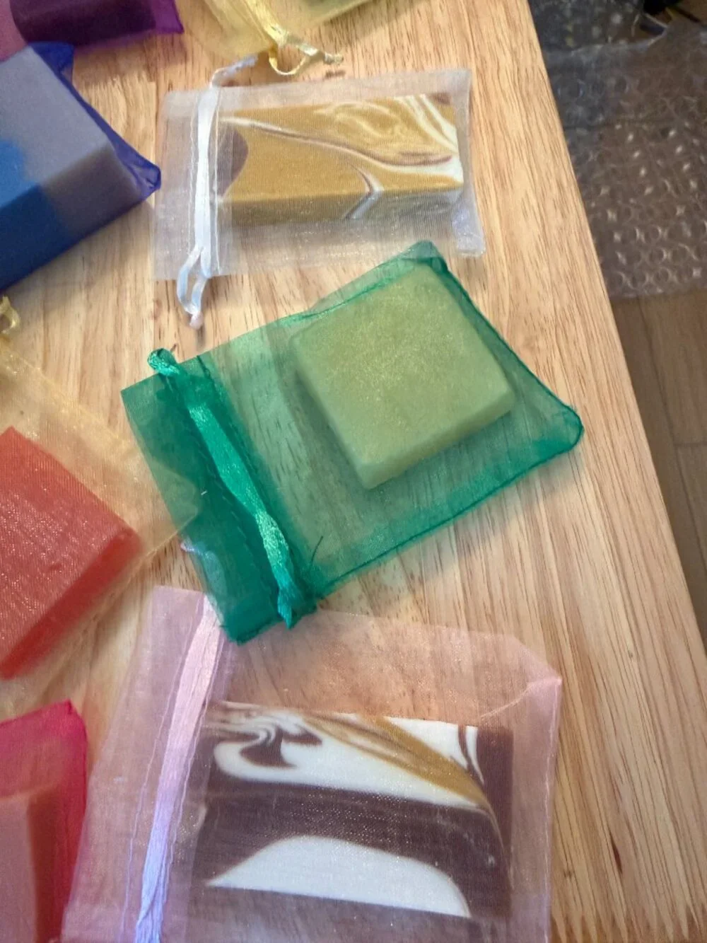 Scented Bar Soap in Organza Silk Pouch Plant-Based Nourishing Moisturizing