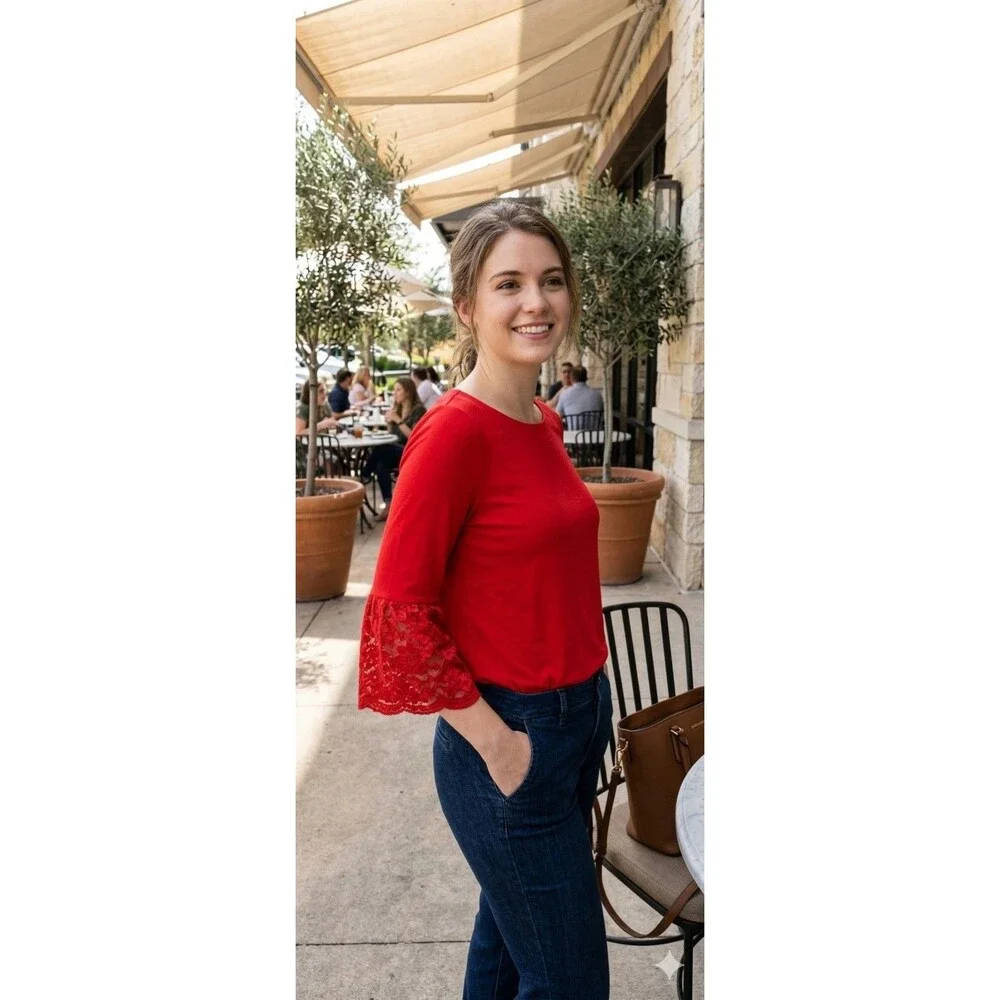 Banana Republic NWT Women's Red Loose Blouse Long Sleeve Flare Shirt Sz S