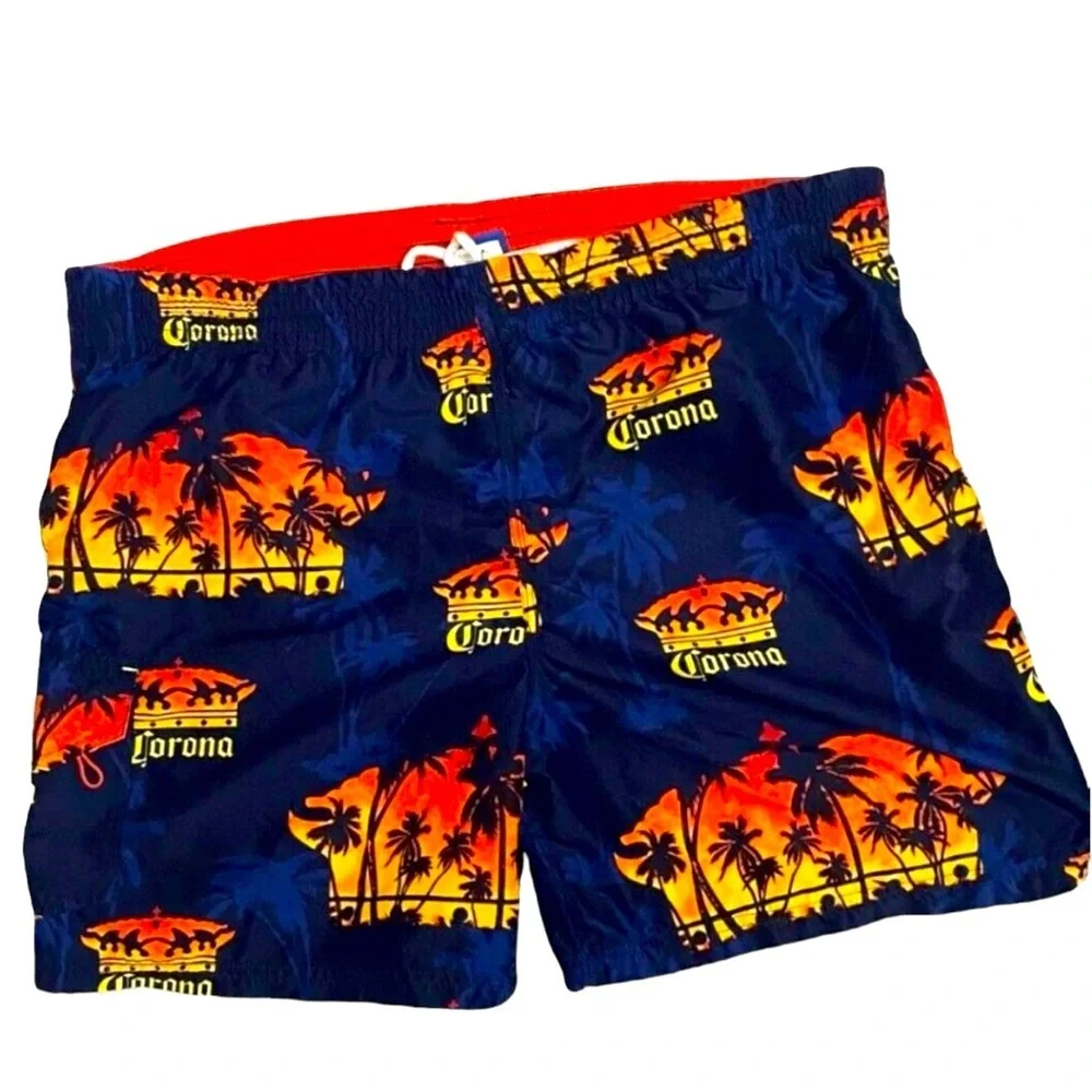 Corona mens novelty beer swim trunks shorts size M