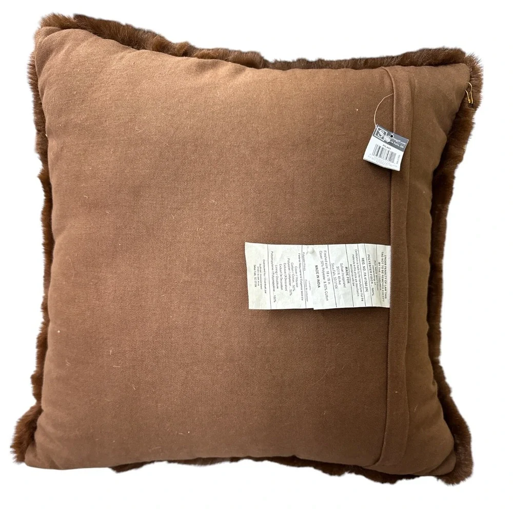 Sullivans Home Begins Here Faux Fur Throw Pillow 18x18 Brand New w/Tags