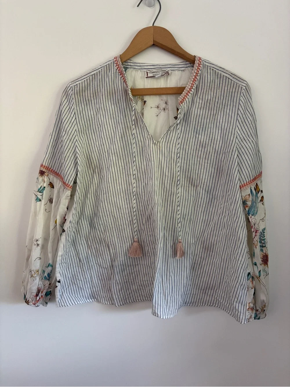 Johnny Was Workshop Effortless Puff Sleeve Cotton Peasant Boho Blouse