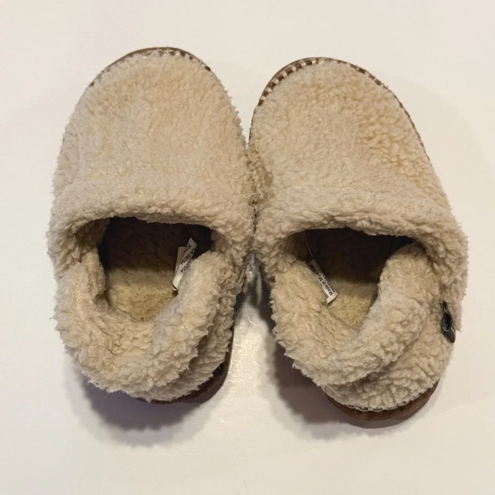 LL Bean‎ Cozy Toddler Slipper Booties 9/10 Cream Faux Shearling Winter Outdoor