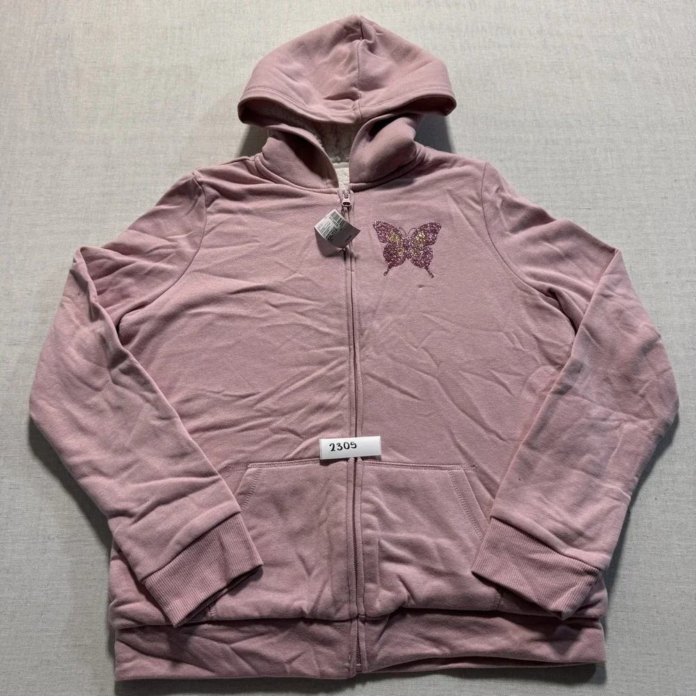 The Children's Place Butterfly Zip Hoodie Girl Sz XXL‎ Pink New With Tags