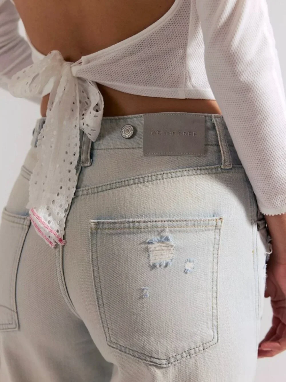 NWT Current We The Free Don't Wait Up Baggy Jeans Distressed Drawcord Sz 28 $178
