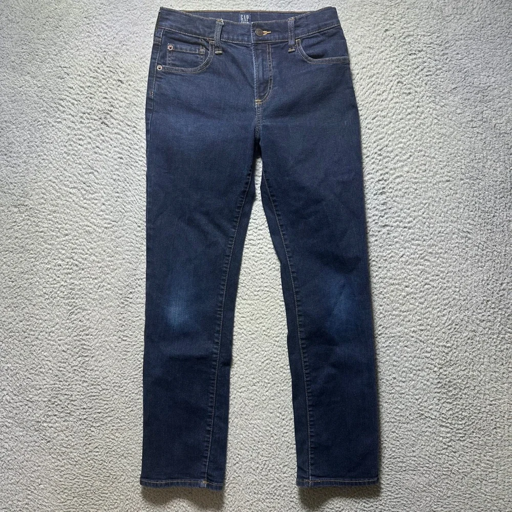 Gap‎ Kids Boys Stretch Straight Jeans Size 14 Dark Wash Indigo Denim Pants