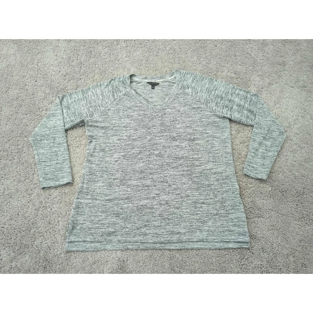 Banana Republic Shirt Mens XL Heathered Gray V-Neck‎ Pullover Long Sleeve