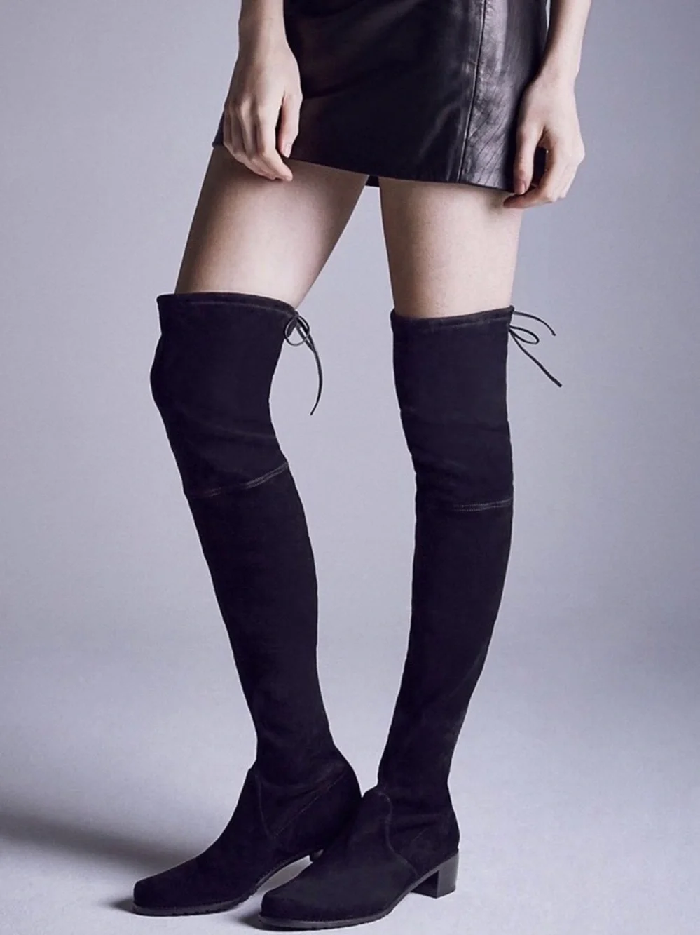 Stuart Weitzman Black Suede Midland‎ Over The Knee Boots
