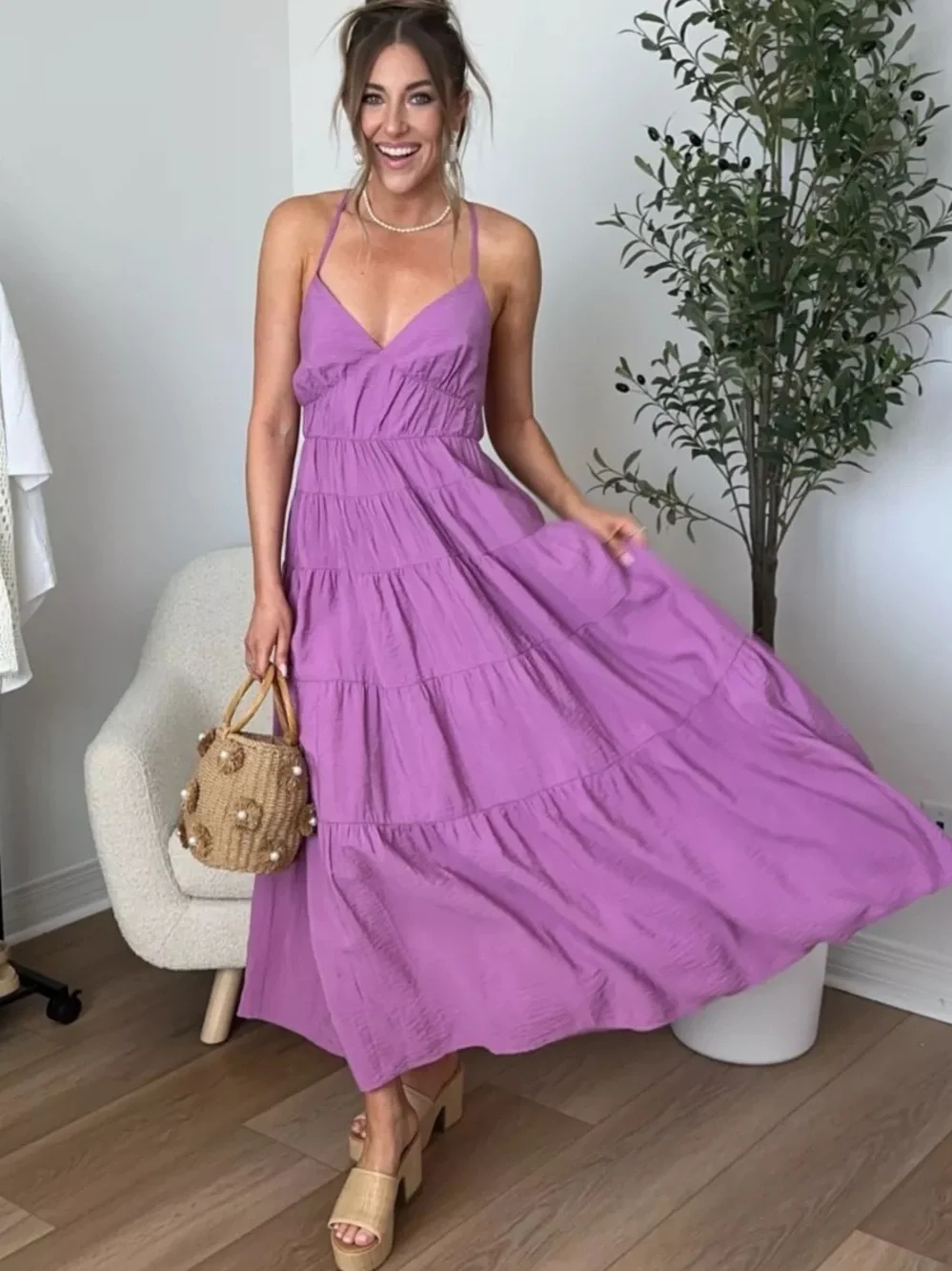 Abercrombie & Fitch Flowy Tiered Maxi Dress