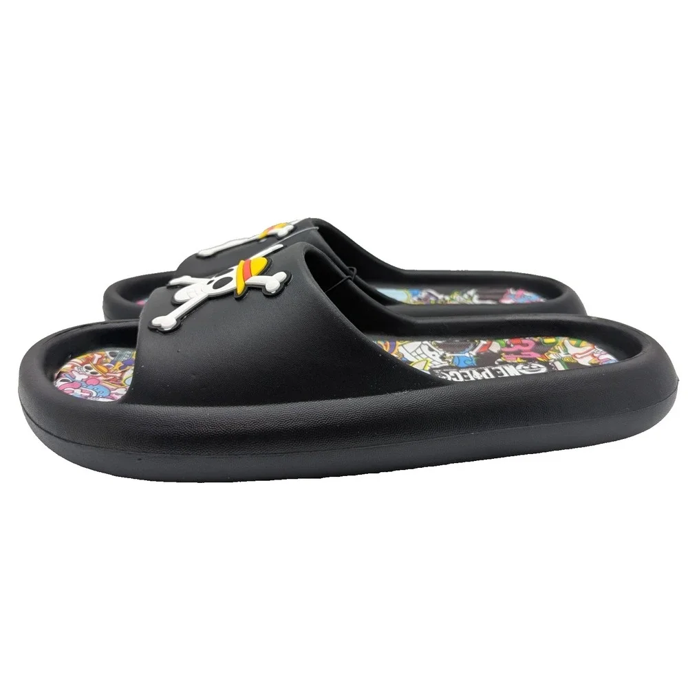 One Piece Anime Skull Slides Sandals Mens Size 9 Black Anime Slip On