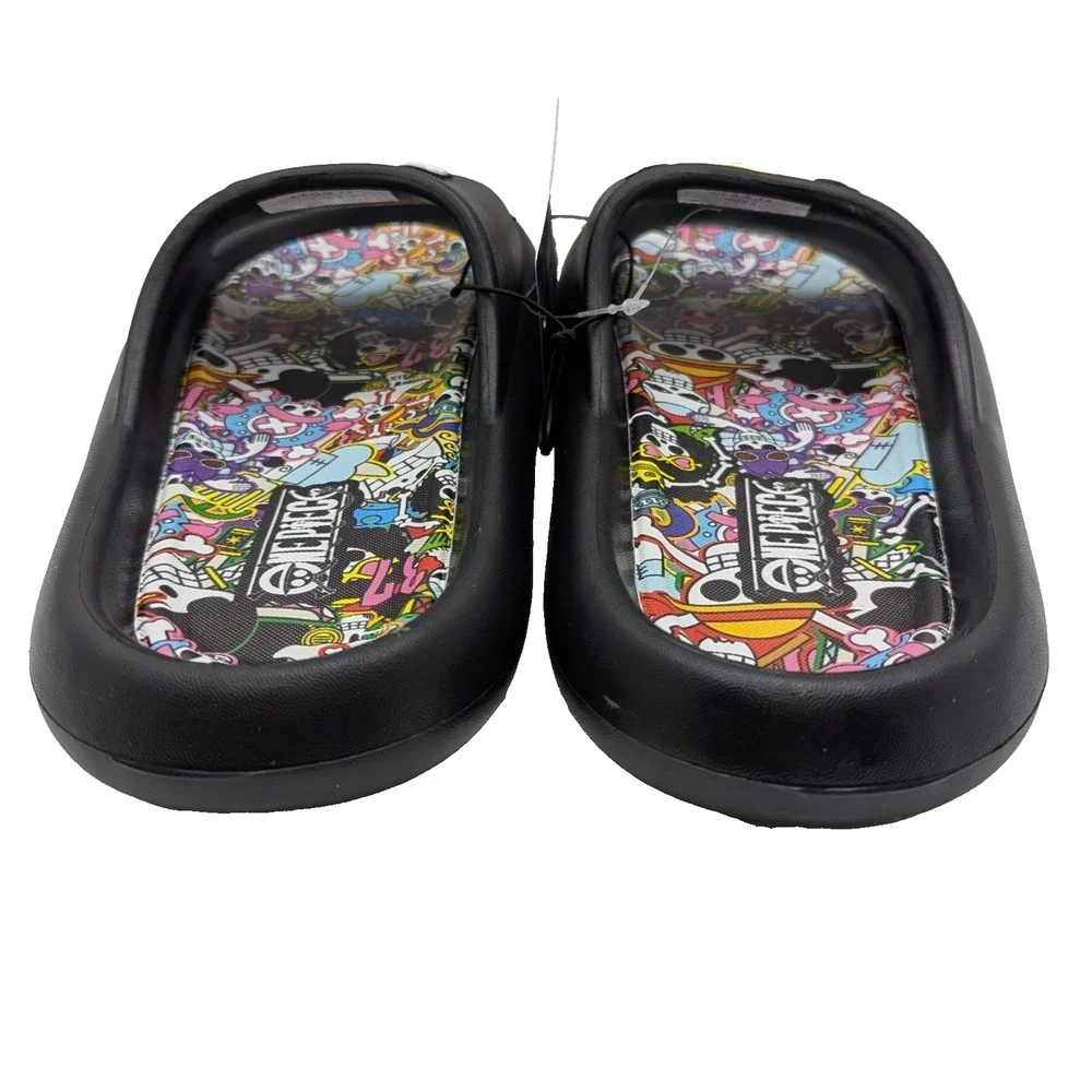 One Piece Anime Skull Slides Sandals Mens Size 9 Black Anime Slip On