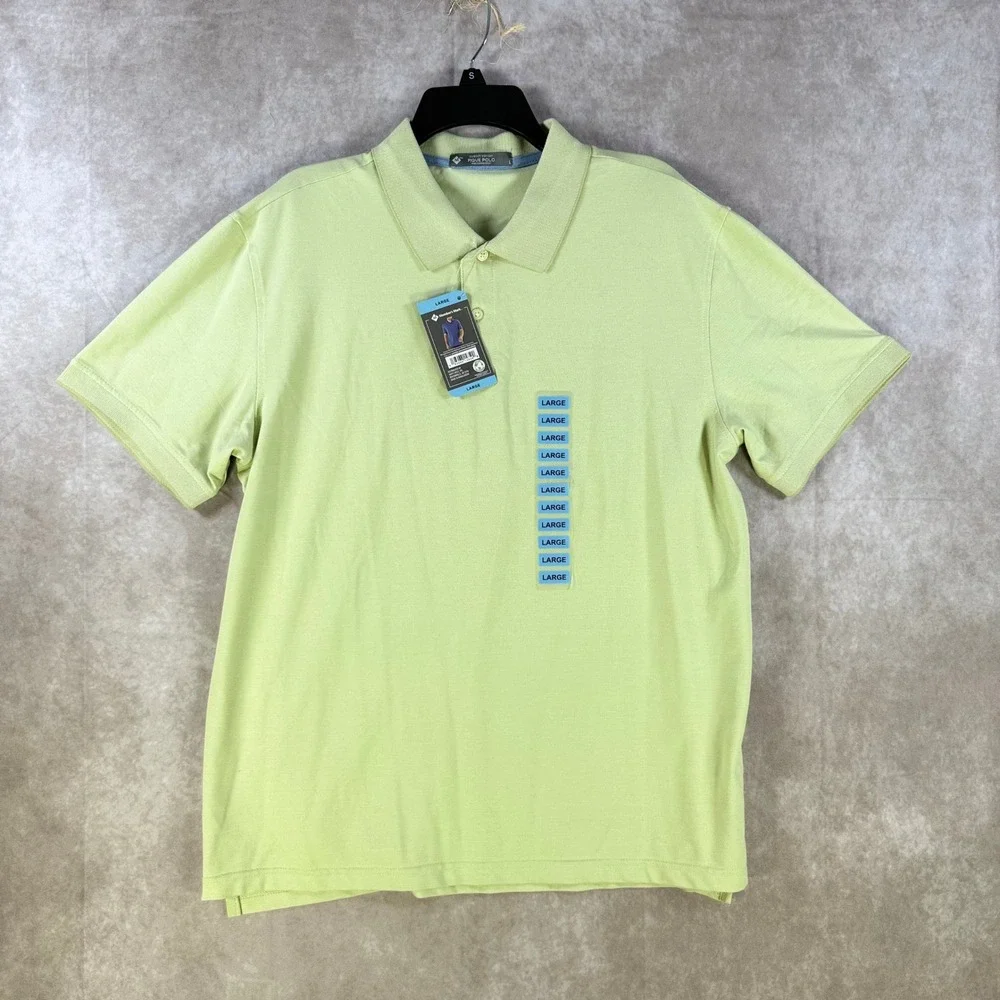 Member's Mark Pique Polo Men Large Mint Garden Green Stretch Cotton Casual Prep‎
