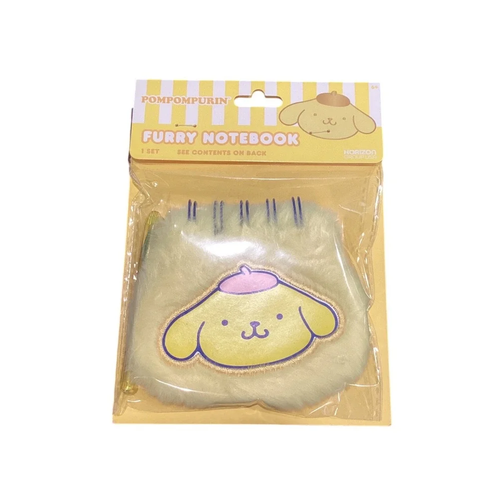 Sanrio‎ Pompompurin Furry Notebook and Mini Gel Pen Set Yellow Kawaii Stationery
