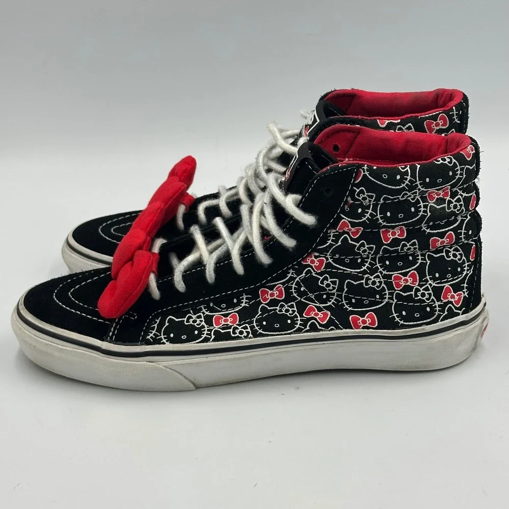 Vans Hello Kitty Sk8-Hi Black Red/ Bow Sneakers Womens 7.5 / Mens 6 Kawaii Skate