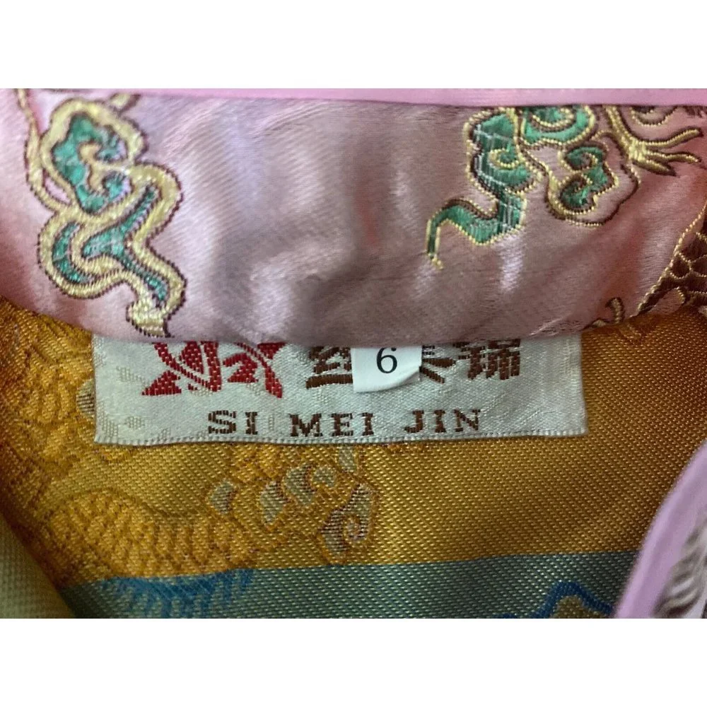 Chinese New Year Qipao Cheongsam Girls Size 6 Pink‎ Dress Party Peonies Costume