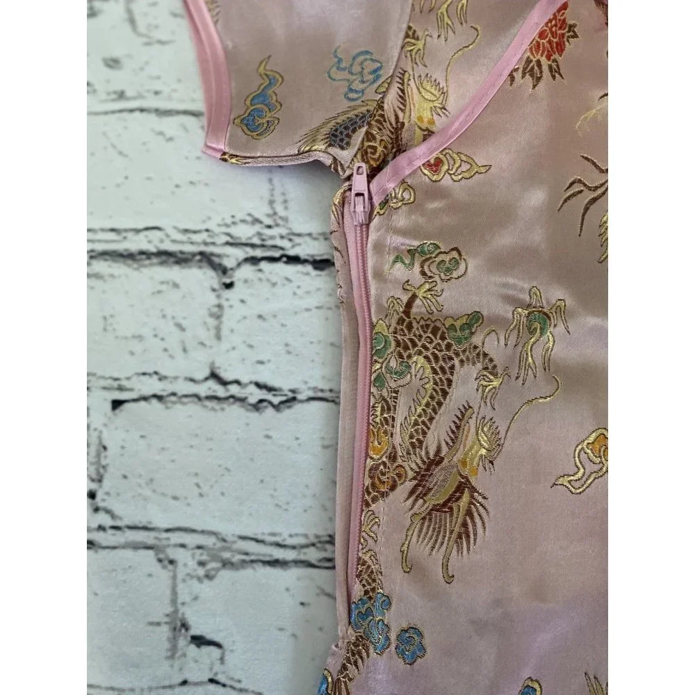 Chinese New Year Qipao Cheongsam Girls Size 6 Pink‎ Dress Party Peonies Costume