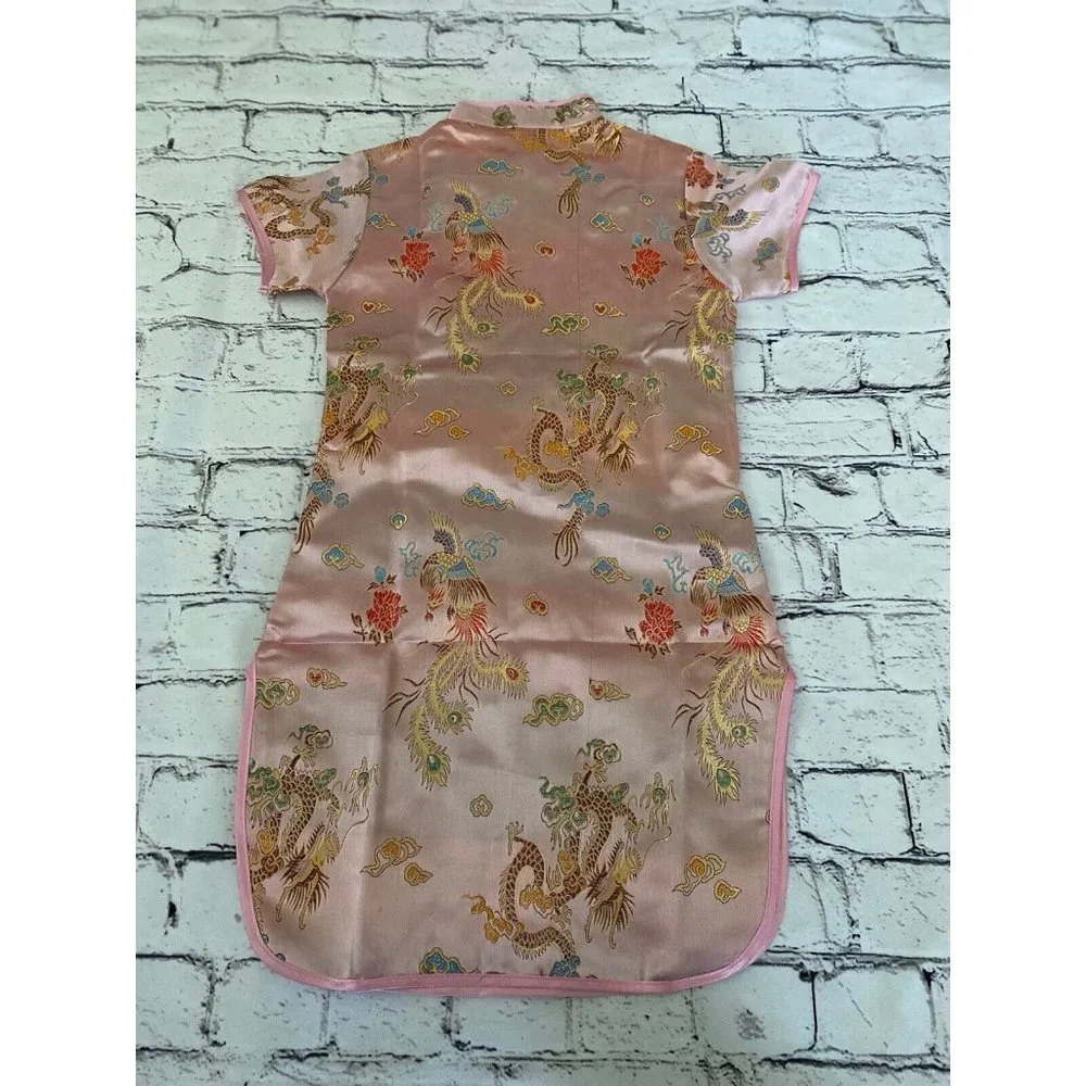 Chinese New Year Qipao Cheongsam Girls Size 6 Pink‎ Dress Party Peonies Costume