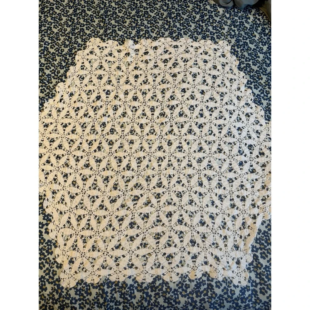 Vintage Hand Crocheted Doily Lot of 7 White & Purple‎ Lace Table Runners Mats