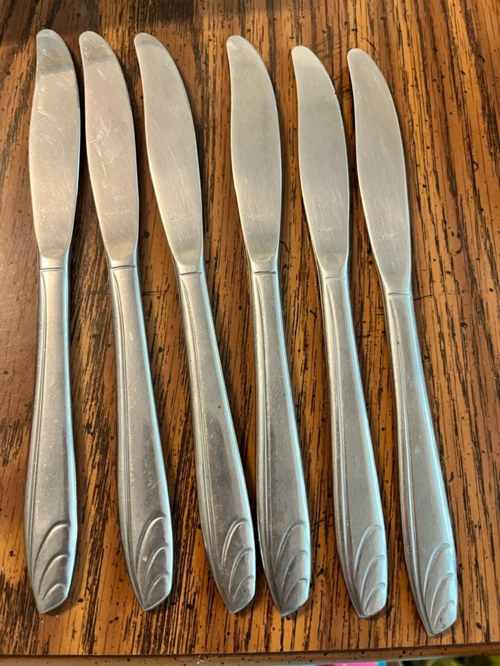 6 Silco Intl USA Stainless PREVUE Outline Curve Lines Dinner Knives 8.5