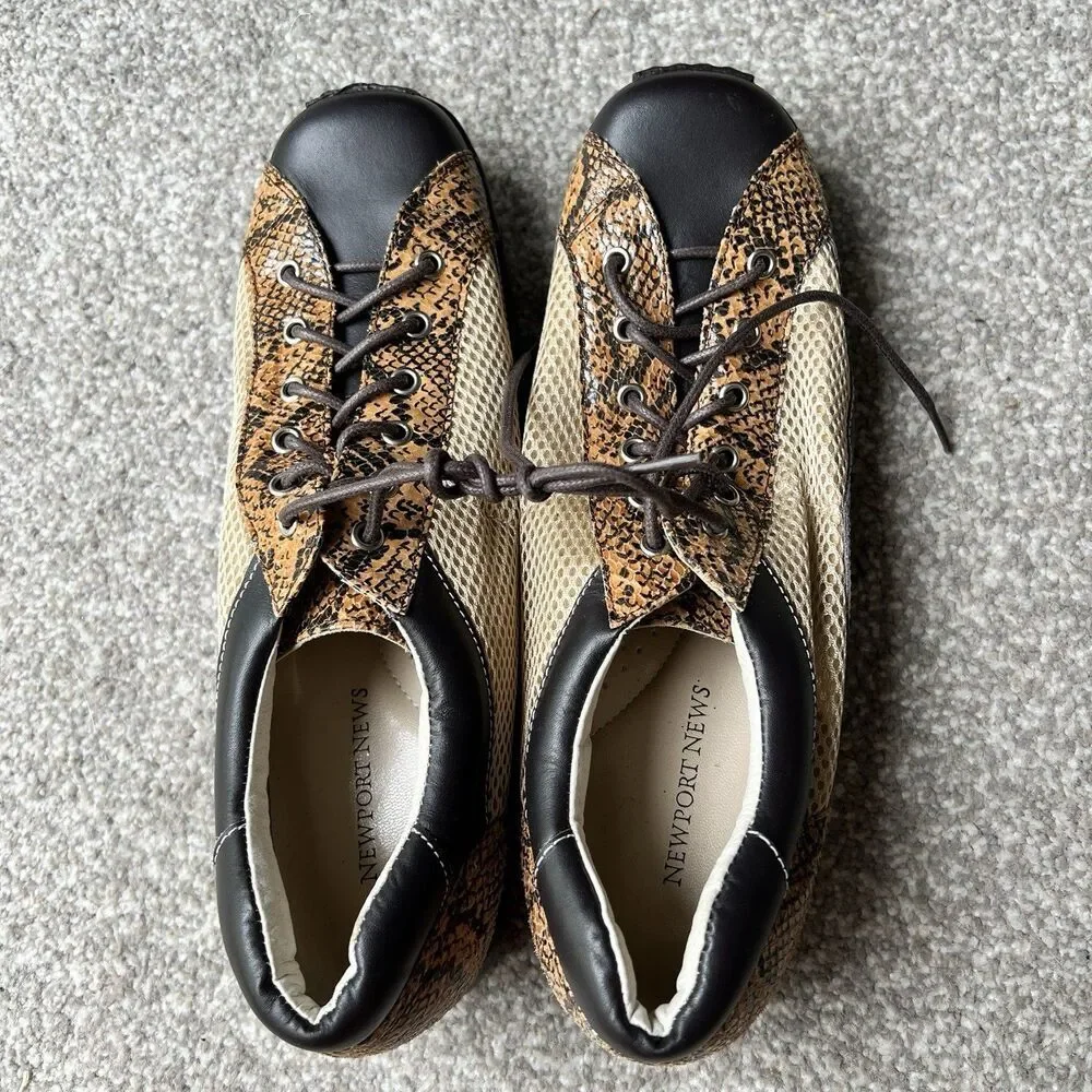 Newport‎ News Mens Dress Shoes Sz 11 Snake Pattern Brown Tan Patent Leather