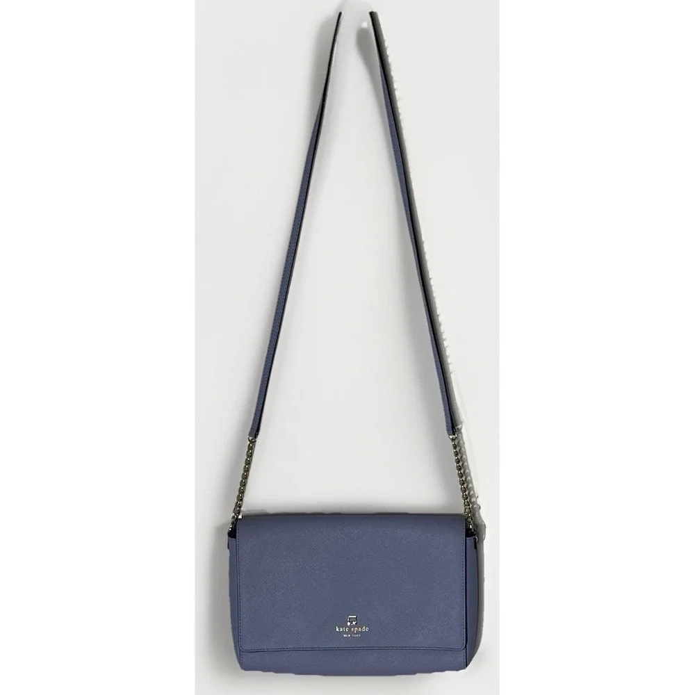 Kate Spade Madison Willow‎ Crossbody Bag Blue Iris Leather Convertible Shoulder