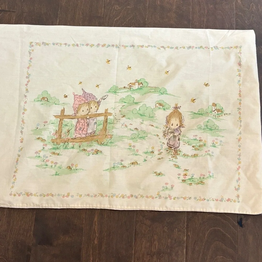 Vintage 70s 80s‎ Precious Moments Pillowcase Nursery Standard Double Sided READ