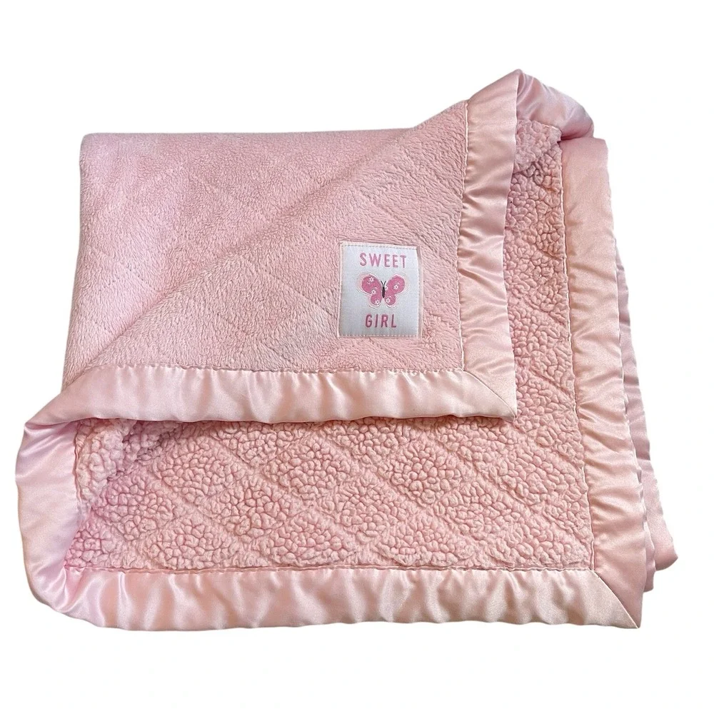 Child of Mine Carters‎ Baby Blanket Sweet Girl Butterfly Quilted Sherpa Pink