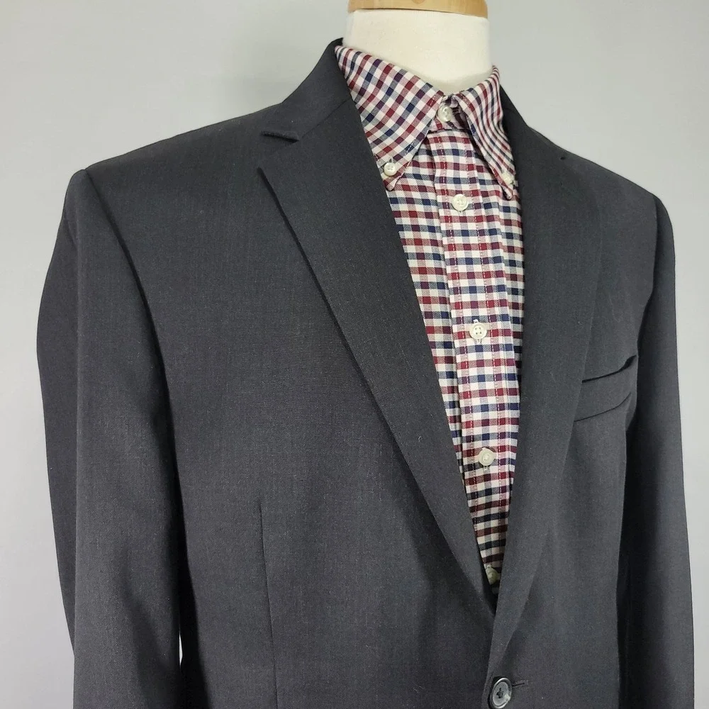 Pronto Uomo Platinum Men's Sport Coat Blazer Two‎ Button Charcoal Gray 44R Wool