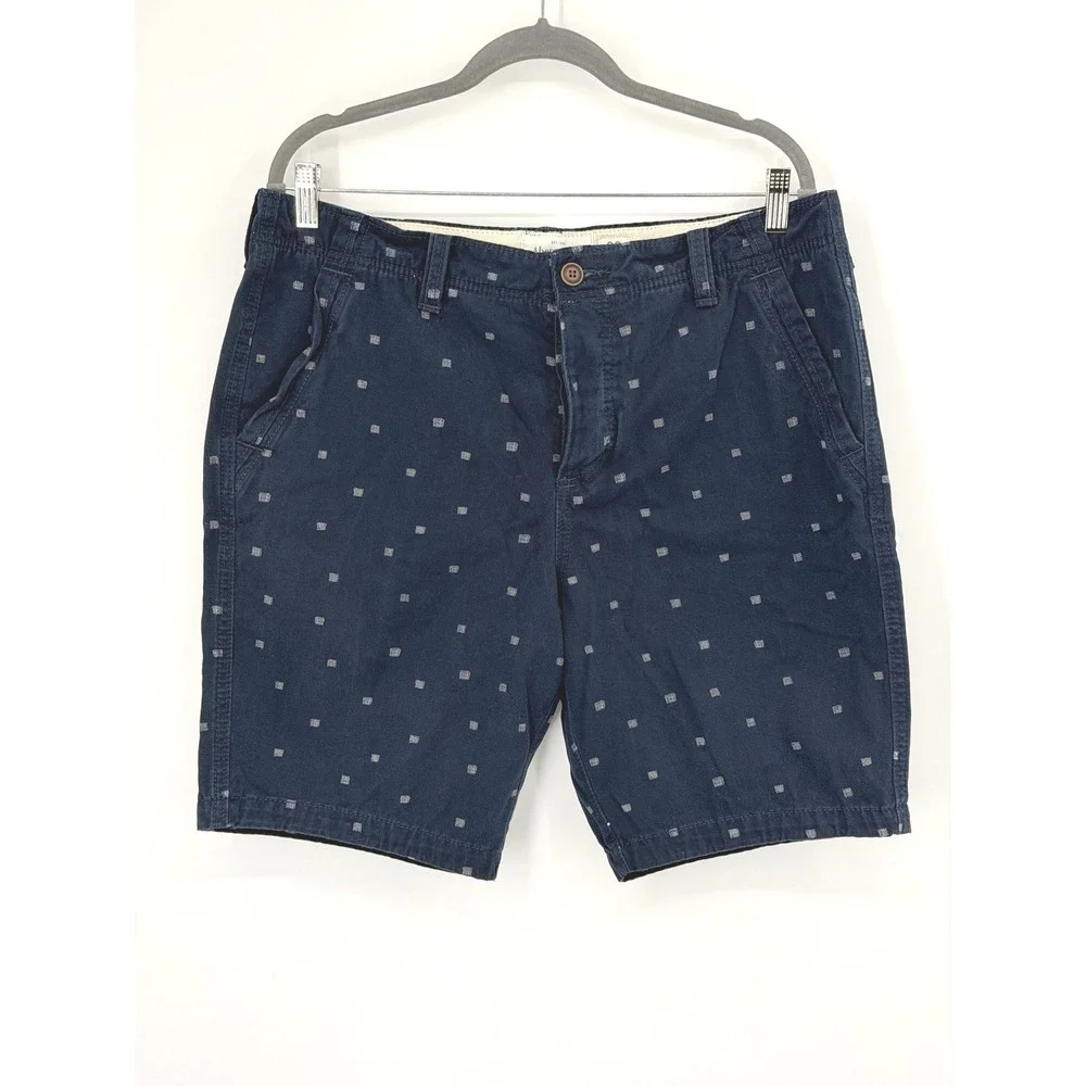 Abercrombie & Fitch Mens Navy‎ Blue Geometric Square Print Chino Shorts Size 36
