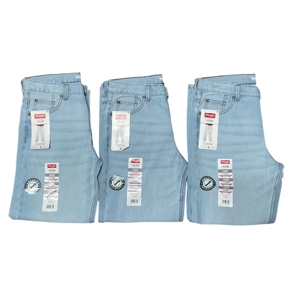 Wrangler Loose Fit Jeans Lot Of 3 Light Wash Boys 12 Husky