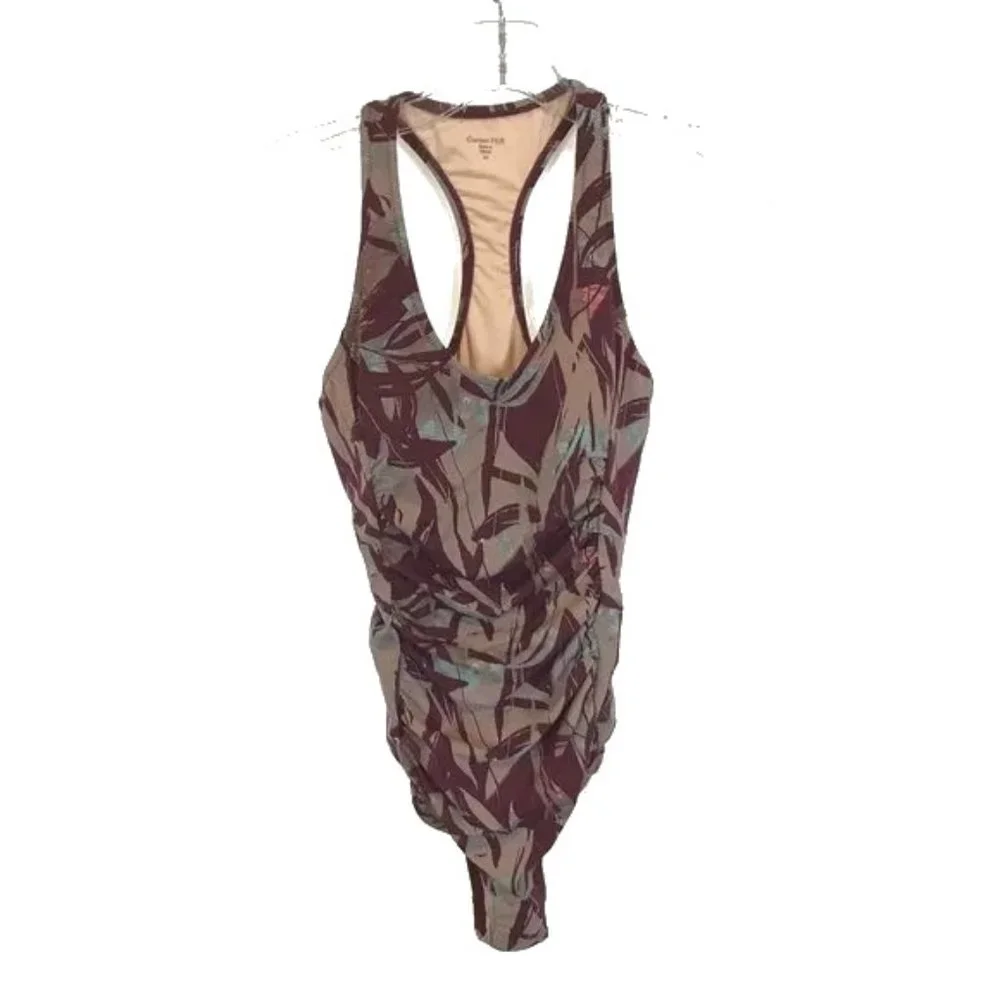 NWOT Womens Size 4 Garnet Hill Purple Active Gathered One-Piece Swimsuit