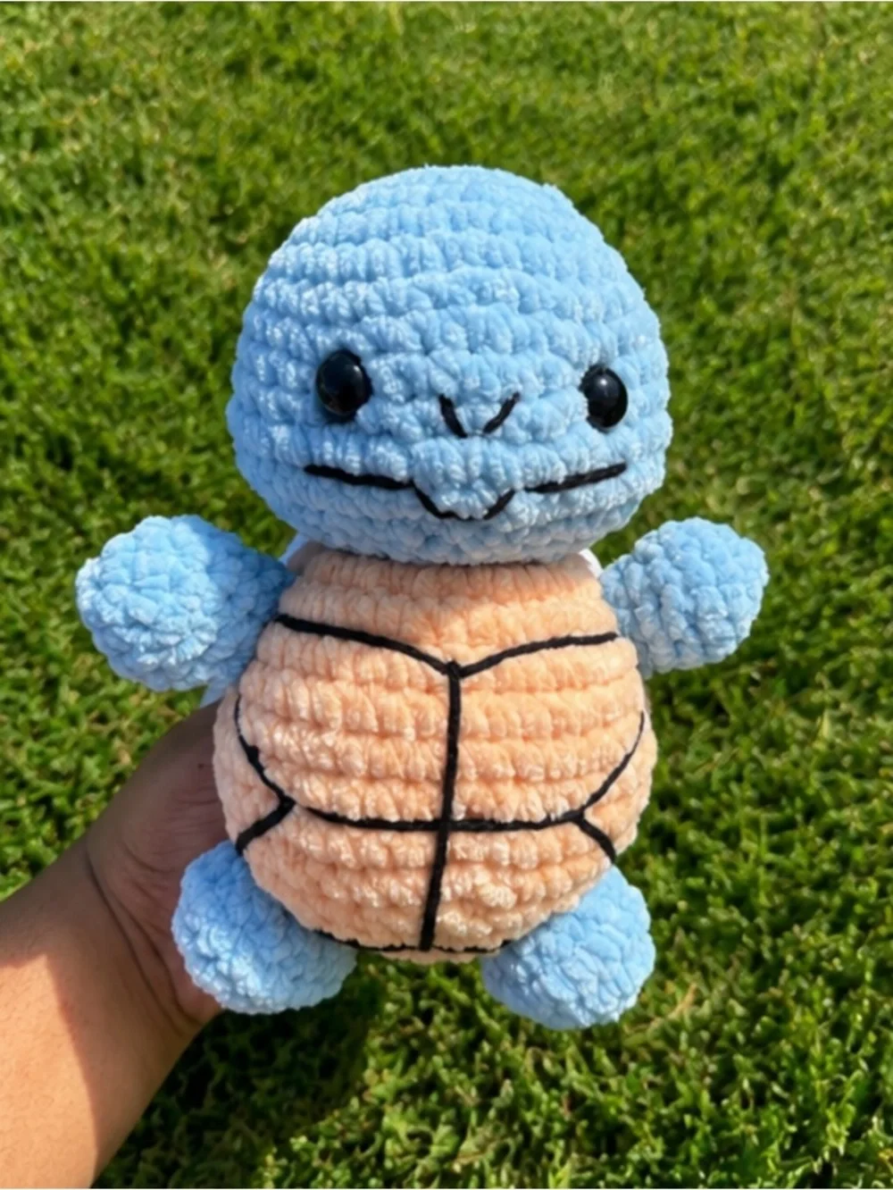 Plush Blue and Peach Turtle Stuffed Animal - Soft Cuddly Toy