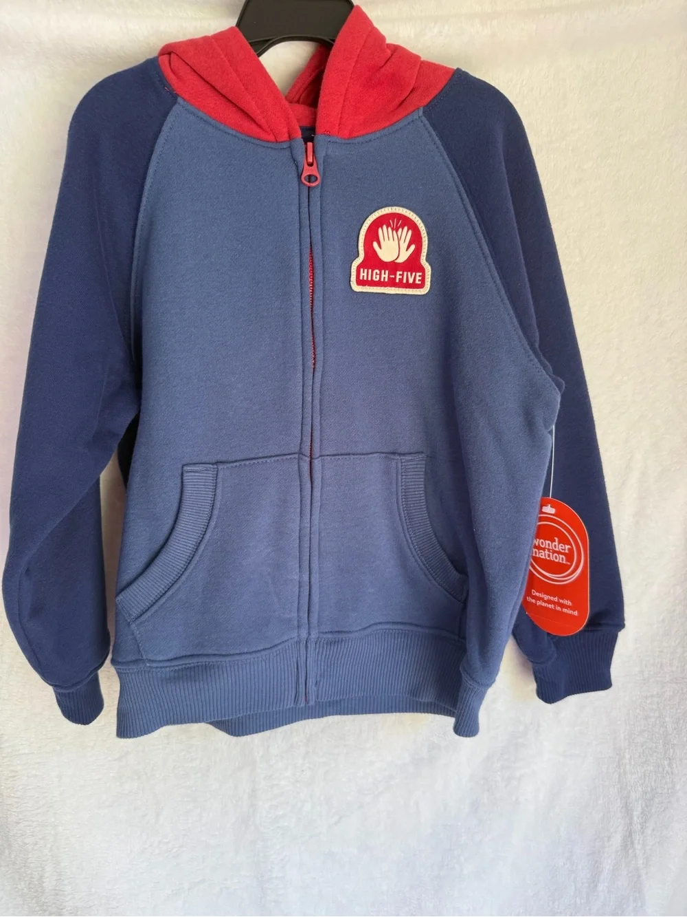 wonder nation Navy & Red 'High-Five' Zip Hoodie for Kids