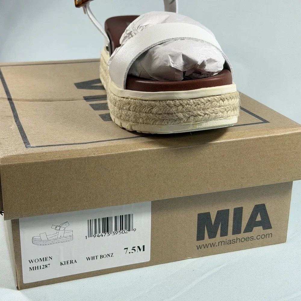MIA Size-7.5M Womens Kiera Espadrilles Wedge Sandals White