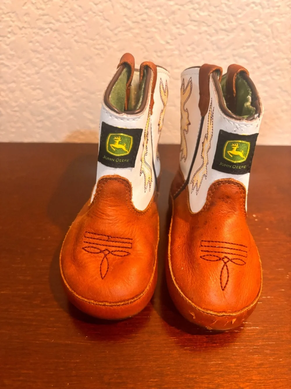 John Deere Baby Two-Tone Brown and White Western Boots