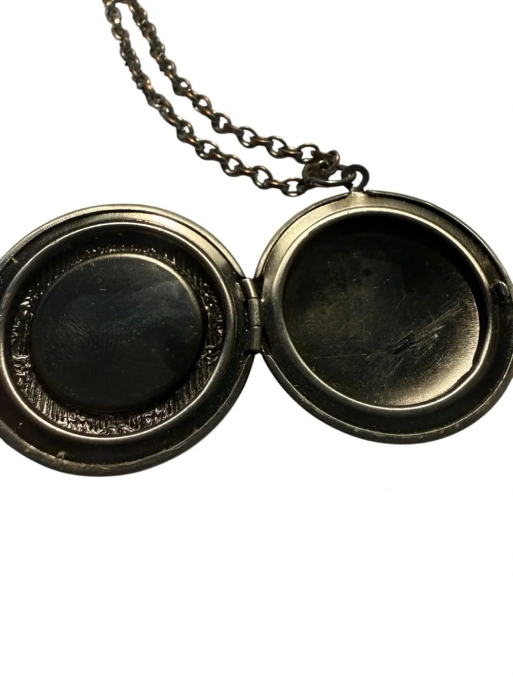 Vintage Locket Sunflower Medallion Pendant Necklace - Antiqued Silver Patina