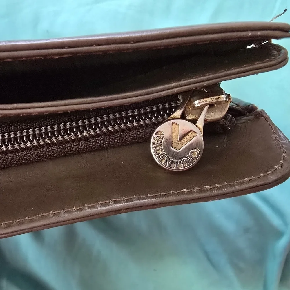 Mario Valentino Brown Chevron Clutch