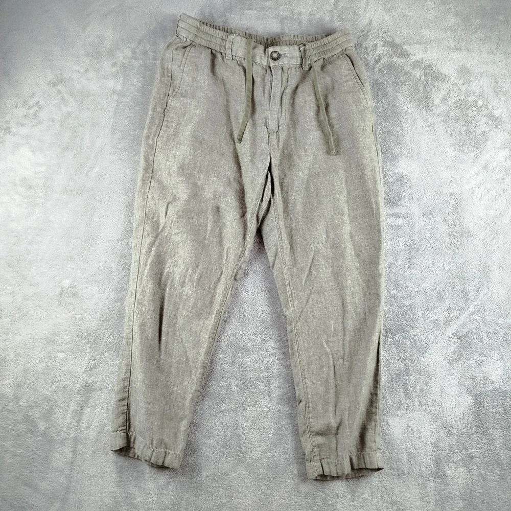 Banana Republic Mens Mason Athletic‎ Tapered Fit Linen Green Pants Size 32x24