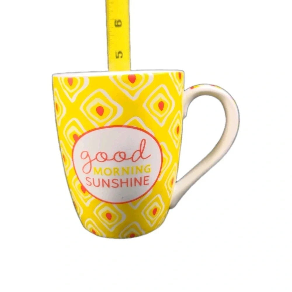Pier 1 Imports Good Morning Sunshine Mug Yellow Honeycomb Geometric Coffee Cup