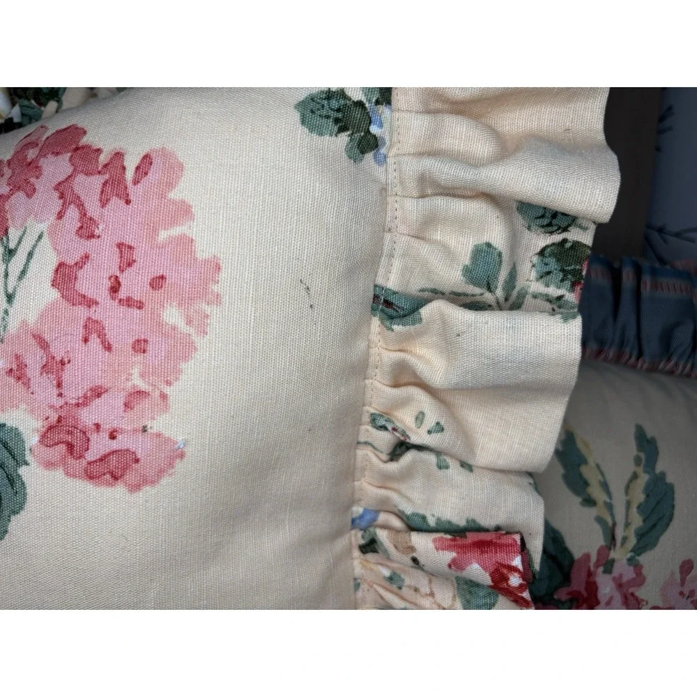 VTG Floral Shabby Chic Ruffled Corded Pillows 18x18 Set of 3 Granny/Cottage Core