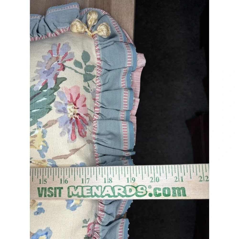 VTG Floral Shabby Chic Ruffled Corded Pillows 18x18 Set of 3 Granny/Cottage Core