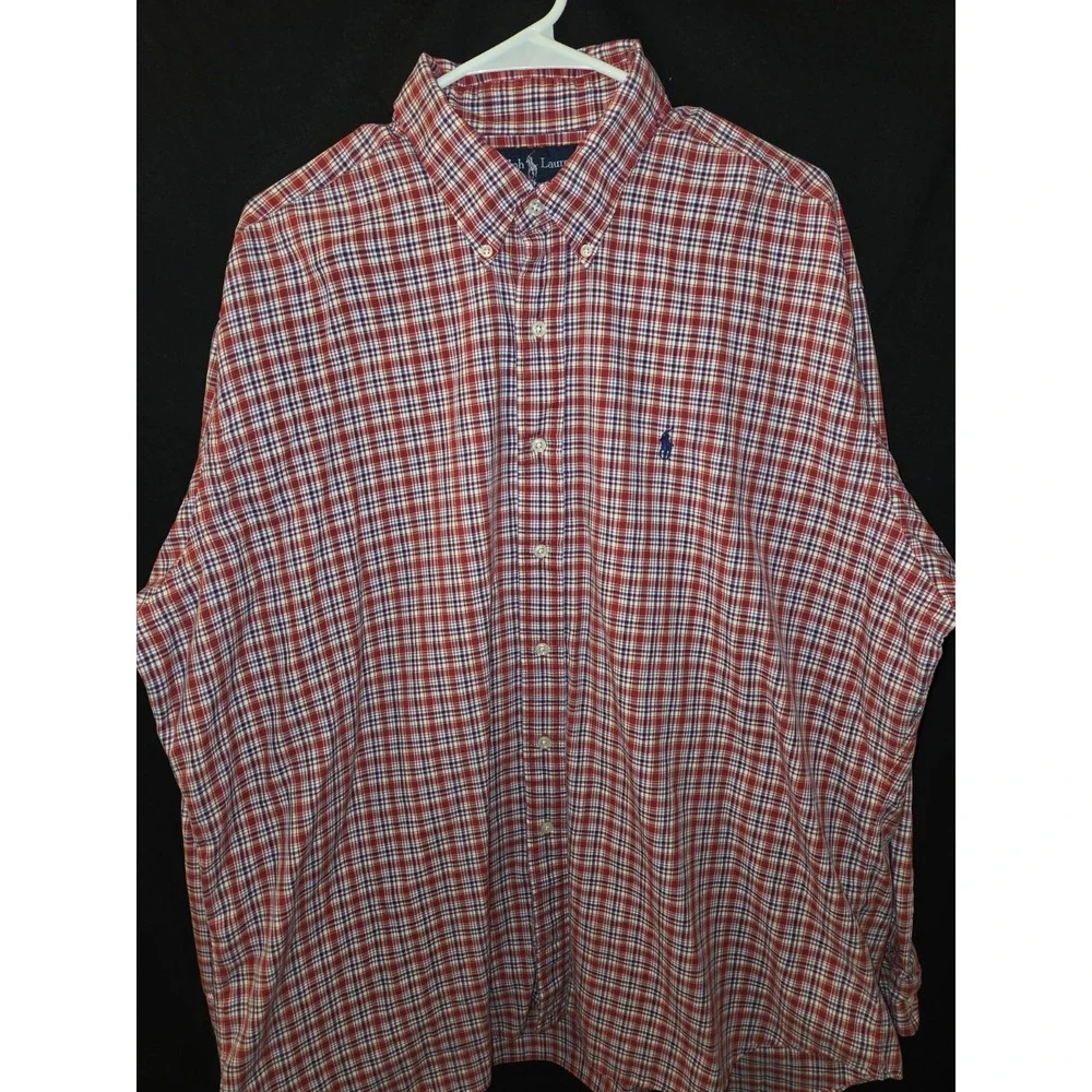 Polo Ralph Lauren Red Blue Yellow Plaid Button Up Soft Blake Cotton‎ Y2K size XL