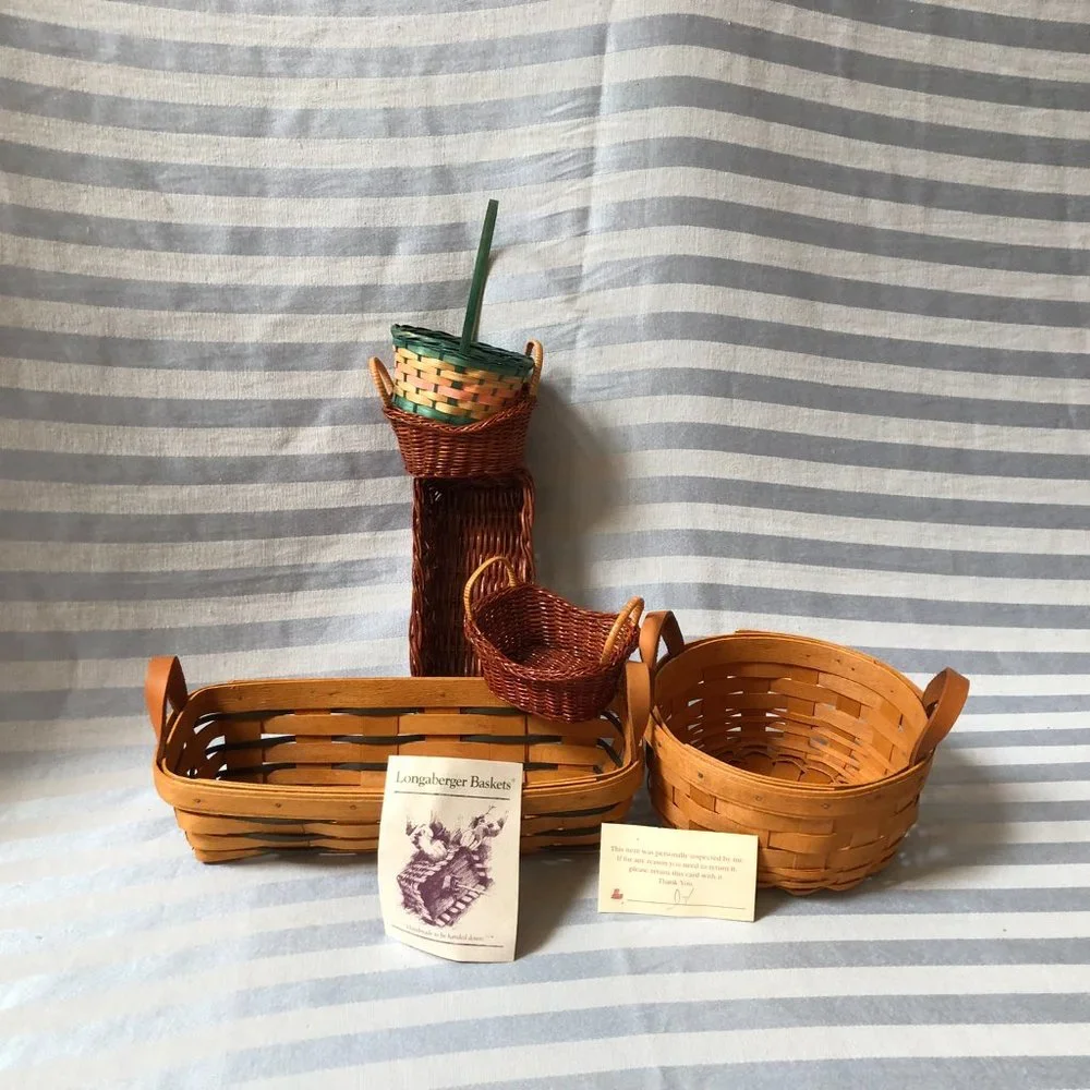 2x Longaberger Baskets + 4 other small wicker baskets (6 total)