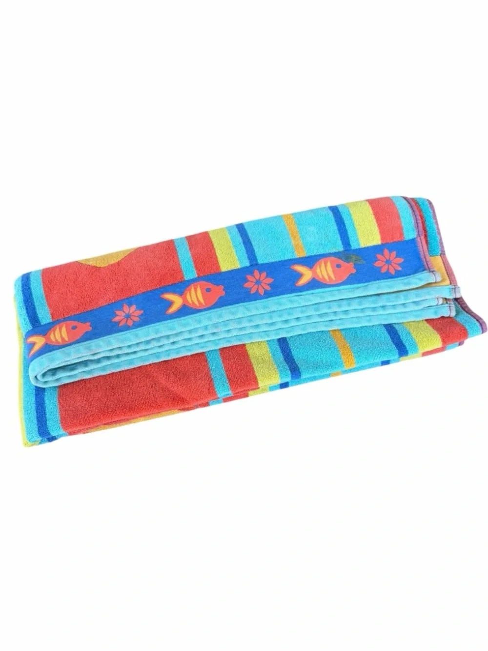 The Painted Beach Surfboard Stripe Beach Towel 100% Cotton Colorful 38x66 FLAWS