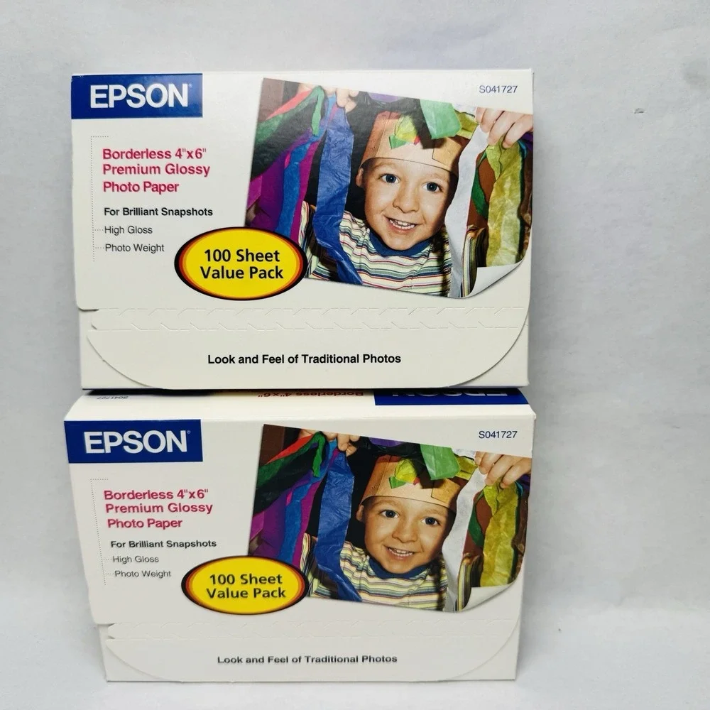 2‎ PACK Epson Premium Photo Paper Glossy, Borderless, 4